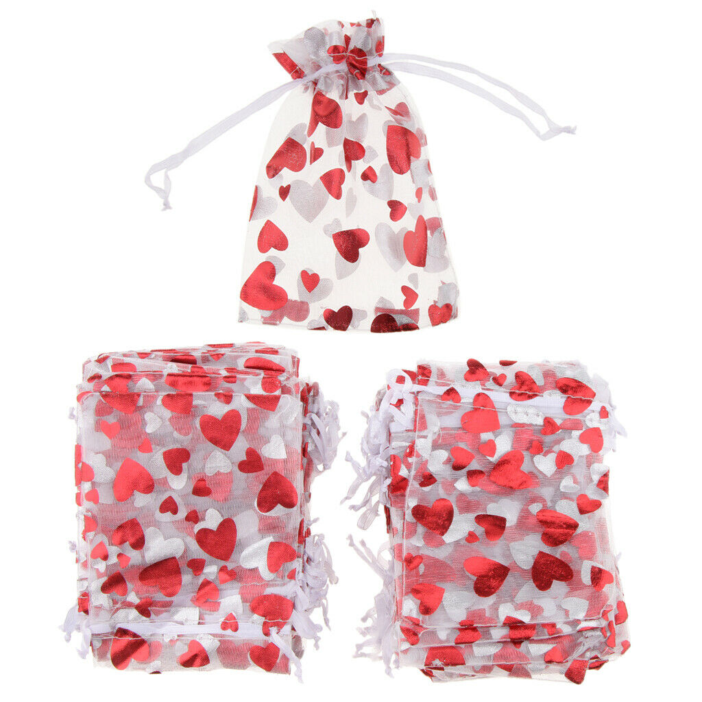 Lot of 100pcs  Love Heart Drawstring Gift Pouch Candy Gifts Bag