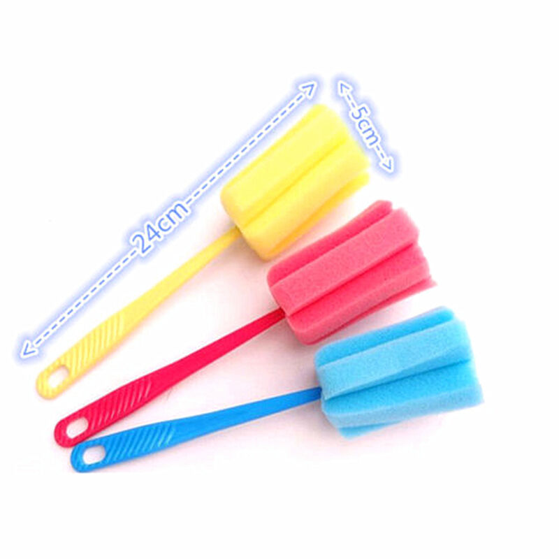 4PCS Kitchen Handle Sponge Brush Bottle Cup Glass Washing Cleaning Cleaner Tool
