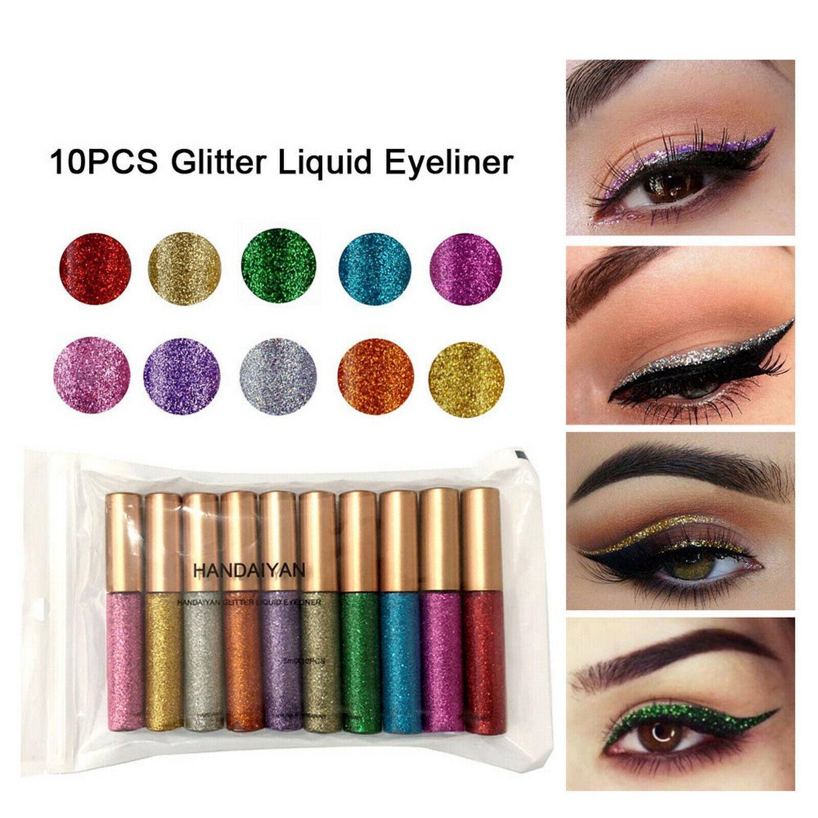10 Colors Metallic Sparkling Glitter Liquid Eyeliner Party Makeup Eye Liner