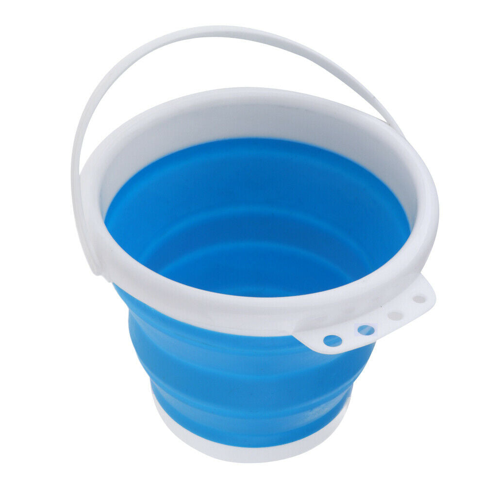 Camping Folding Collapsible Silicone Bucket Outdoor Barrel S Round Blue
