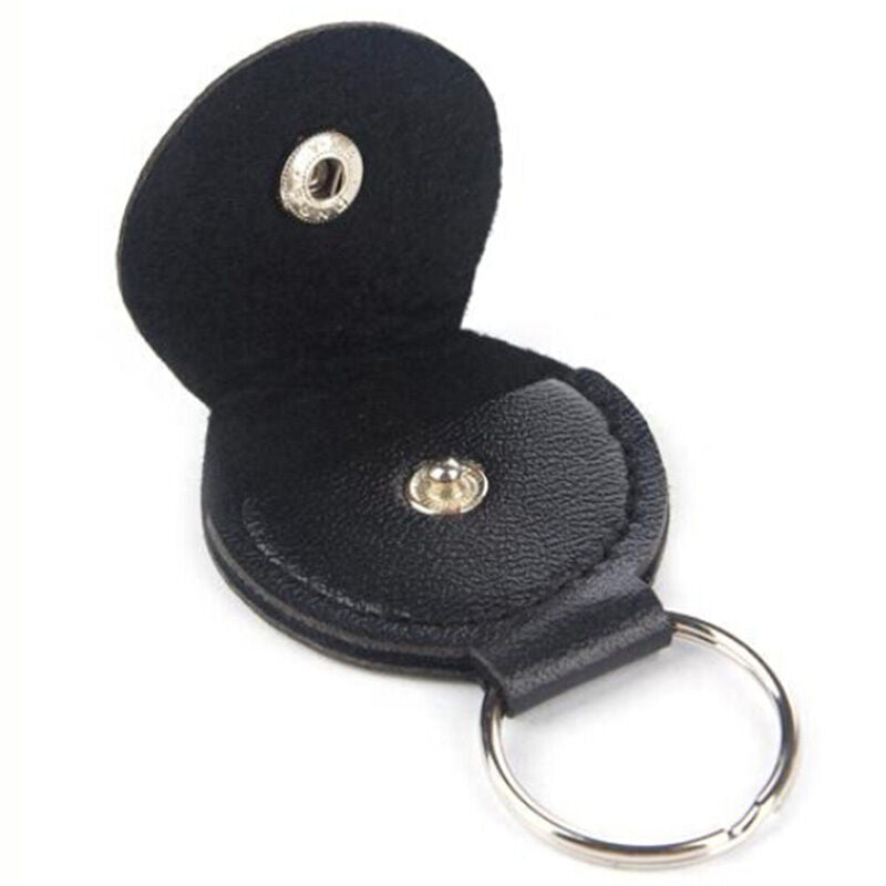 New Guitar Picks Holder Case Keychain Black Leather Plectrum Case Bag 1X G.l8