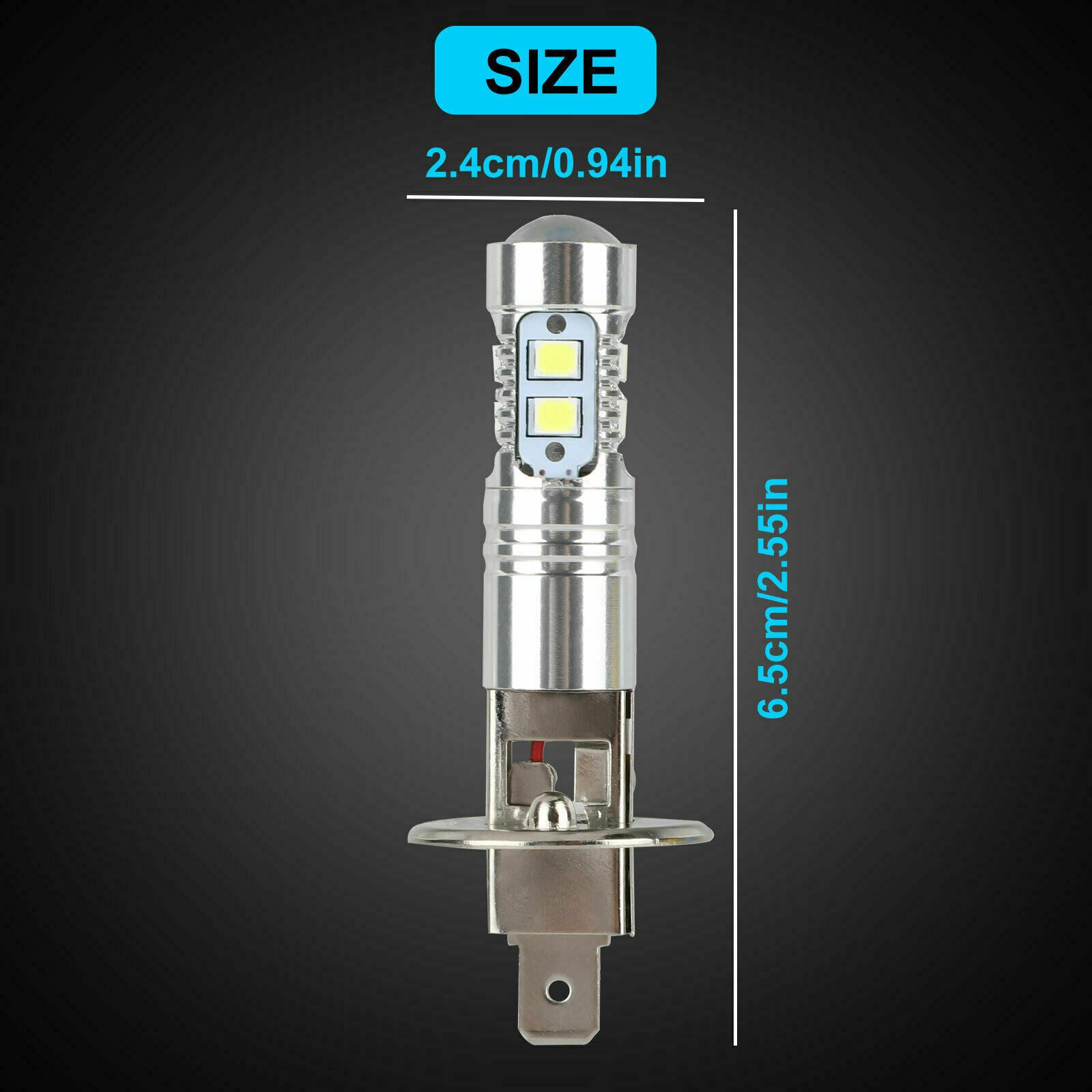 2Pcs MINI H1 LED Headlight Bulbs Conversion Kit 1800LM 6000K Hi/Lo Beam Lamp