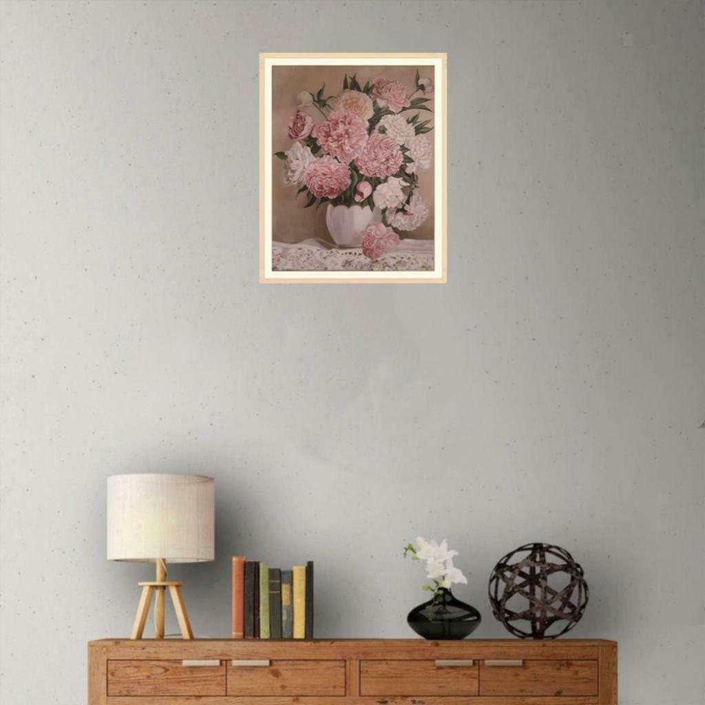 5D DIY Diamond Painting Kit for Beginners, Full Drill Peony Flowers Rhinestone