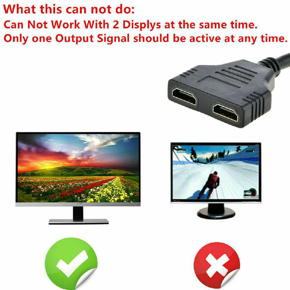 1080P HD One Input to Two Output Adapter Cable HDMI-Compatible Splitter Switch