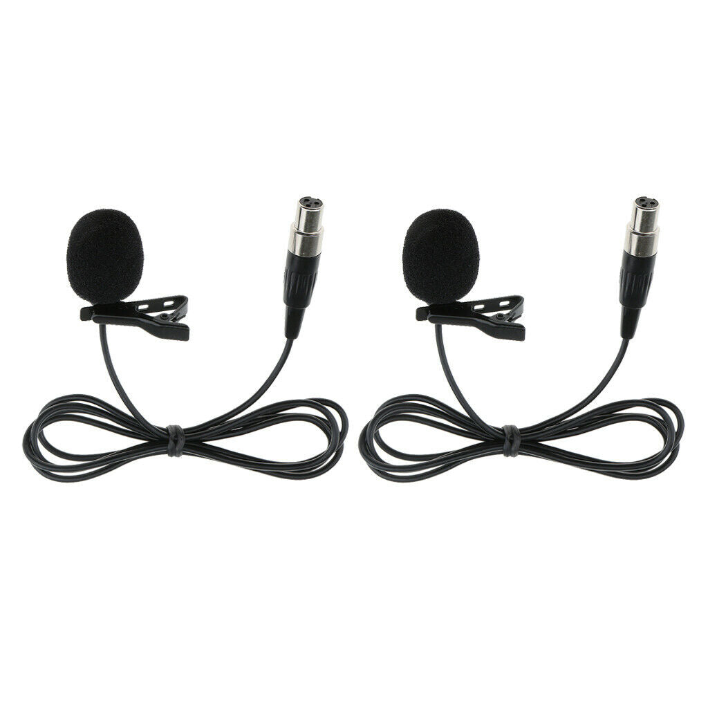 2 Pieces Wired Lavalier Lapel Microphone for Camcorder 3 Pin 1M Tie Clip-on