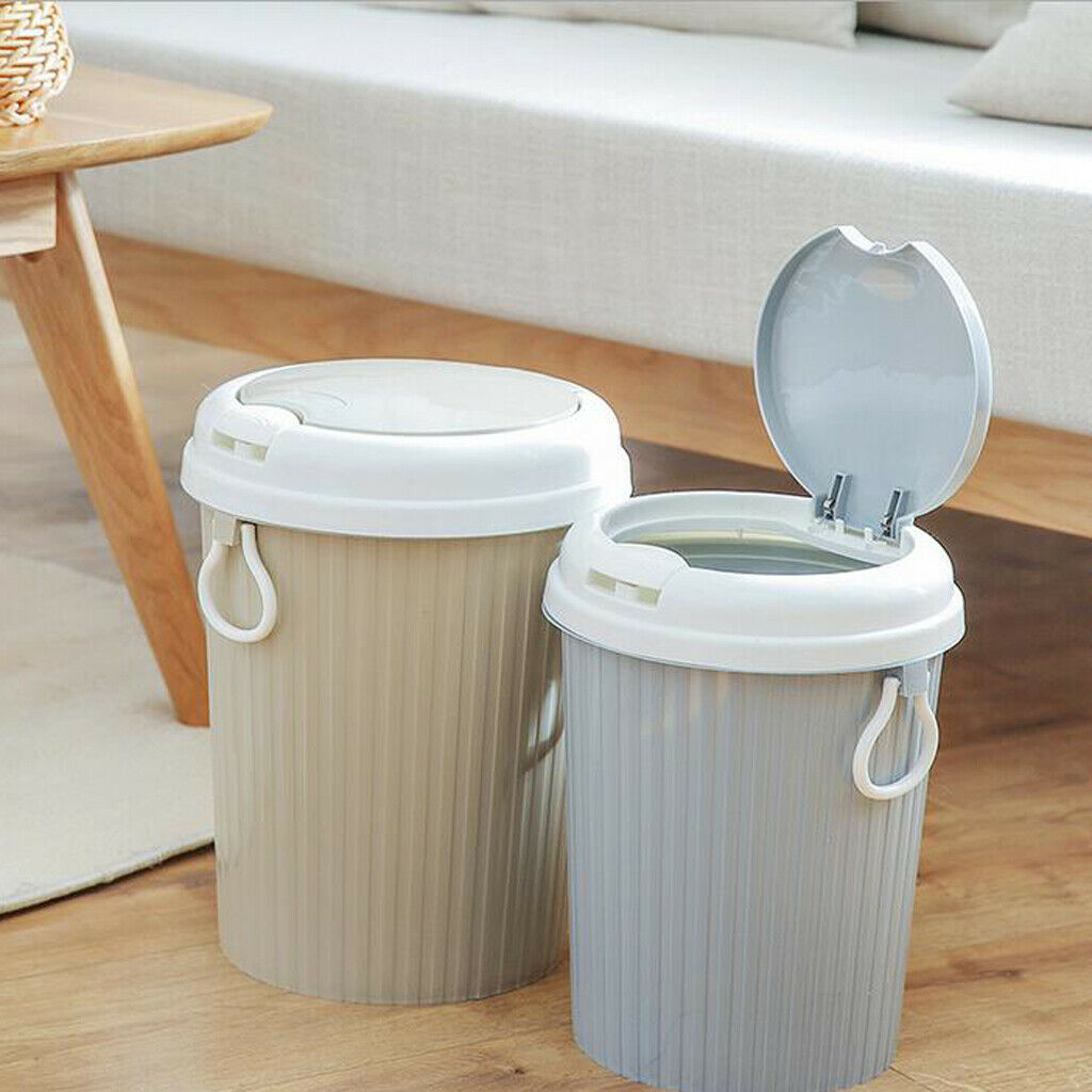2Pcs 7.48"x12.60" L Household Kitchen Bedroom Trash Can Garbage Bin with Lid