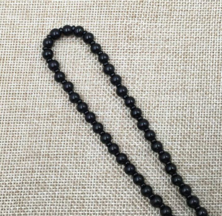 10pcs China Natural Black Jade Gems Beads Necklace - Beaded Necklace for Pendant