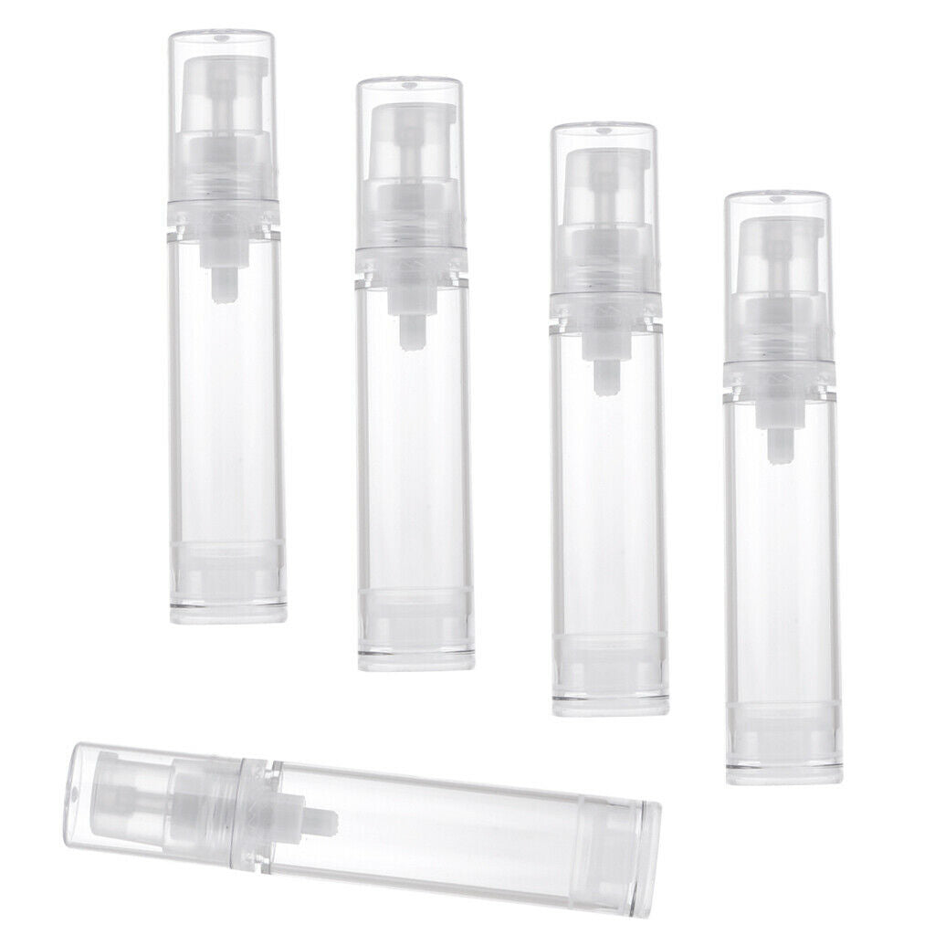 5ml/10ml Clear Airless Pump Bottle Empty Vacuum Lotion Travel Containers 10x