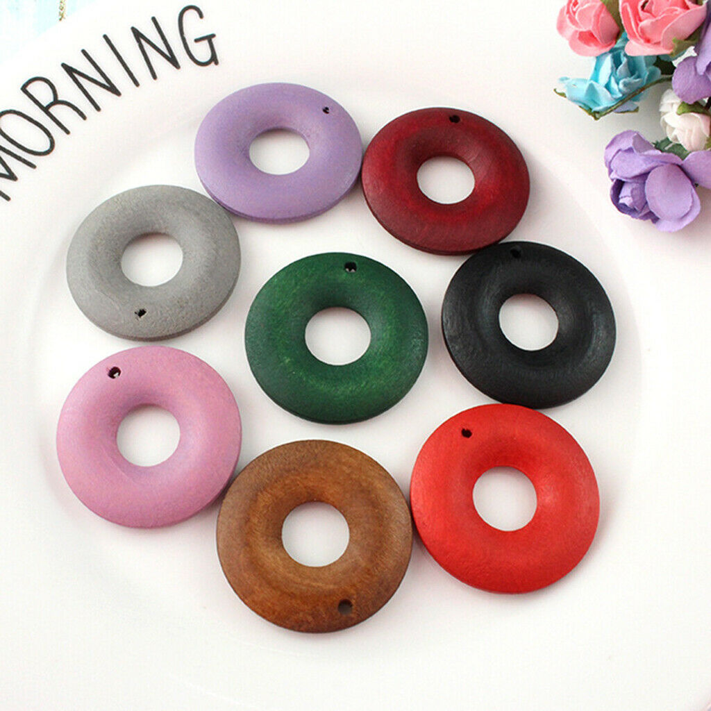 20 Pieces Color Wood Loop Beads DIY Earring Dangle Findings Pink