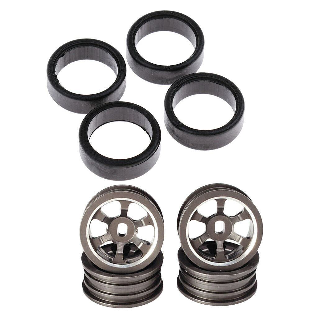 4x RC Plastic Wheel Tires w/ Wheel Rims for WLtoys K969 K989 DIY Accessory