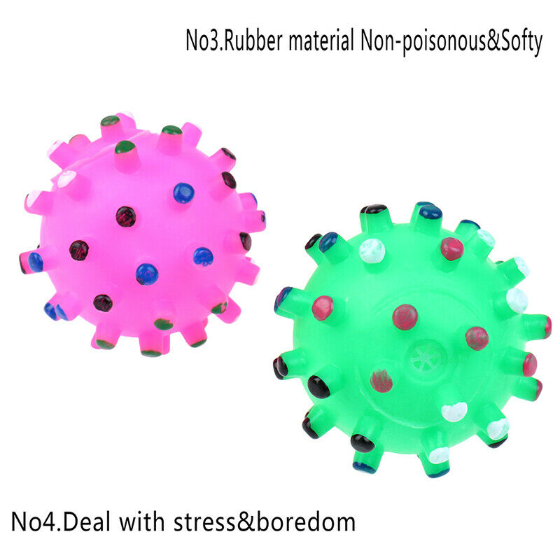 1×Pet Puppy Dog Cat Soft Chew Bite Sound Colorful Play Training Rubber Ba.l8