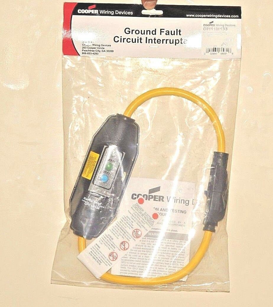 1pcs - COOPER GFI11M133 15A 125VAC MANUAL RESET 2FT IN-LINE GFCI CORDSET