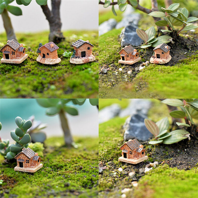 3Pcs Micro Landscape Decoration Small Houses Handicraft Gift Garden Orname.l8
