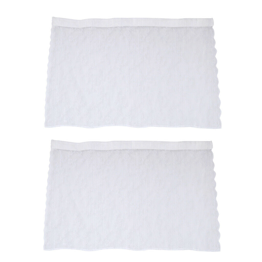 2 Panel White Lace Embroidered Door Balcony  Window Screen Curtain 150x100cm
