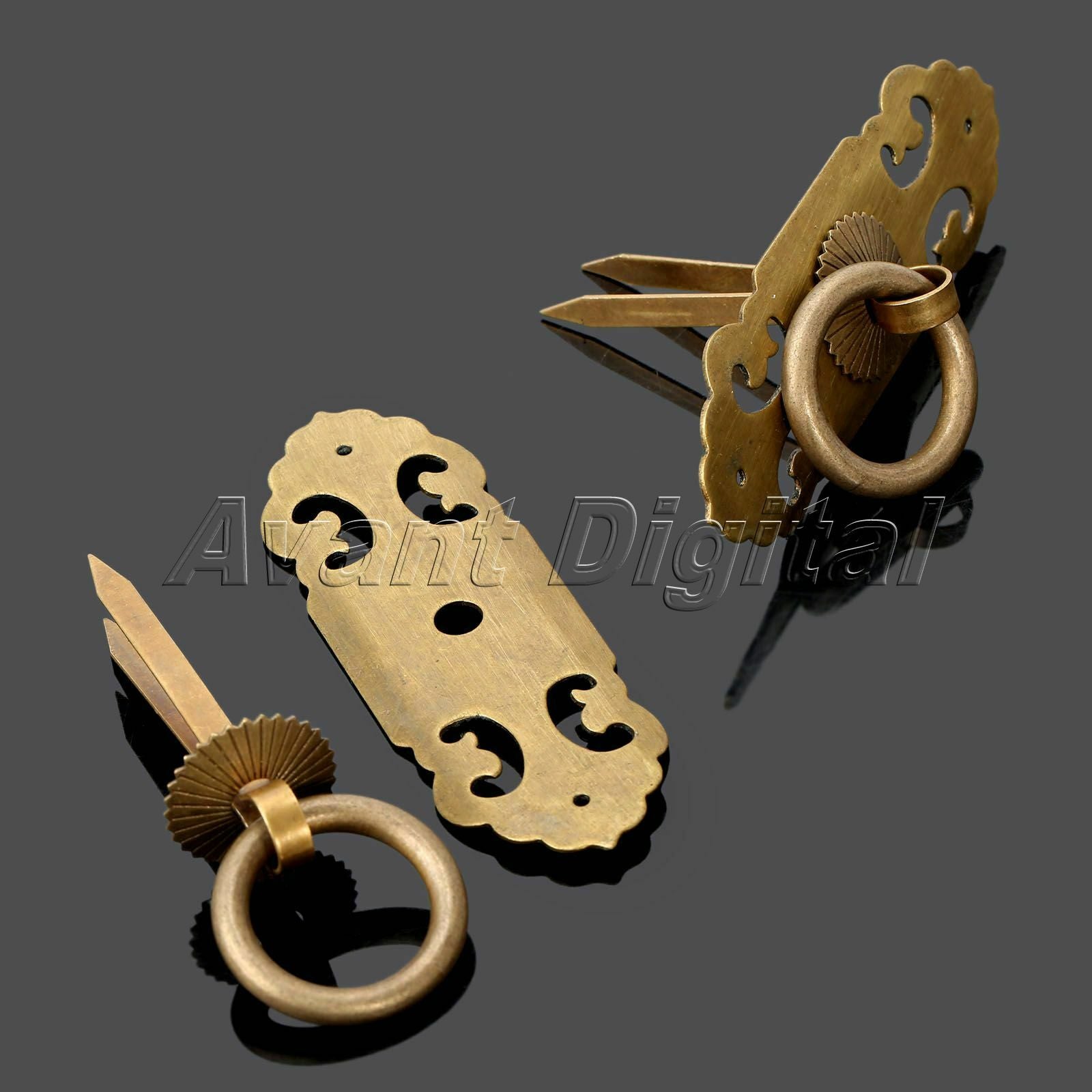 1Set Cabinet Strip Furniture Cabinet Hardware Brass Door Knocker Pull Lock Latch