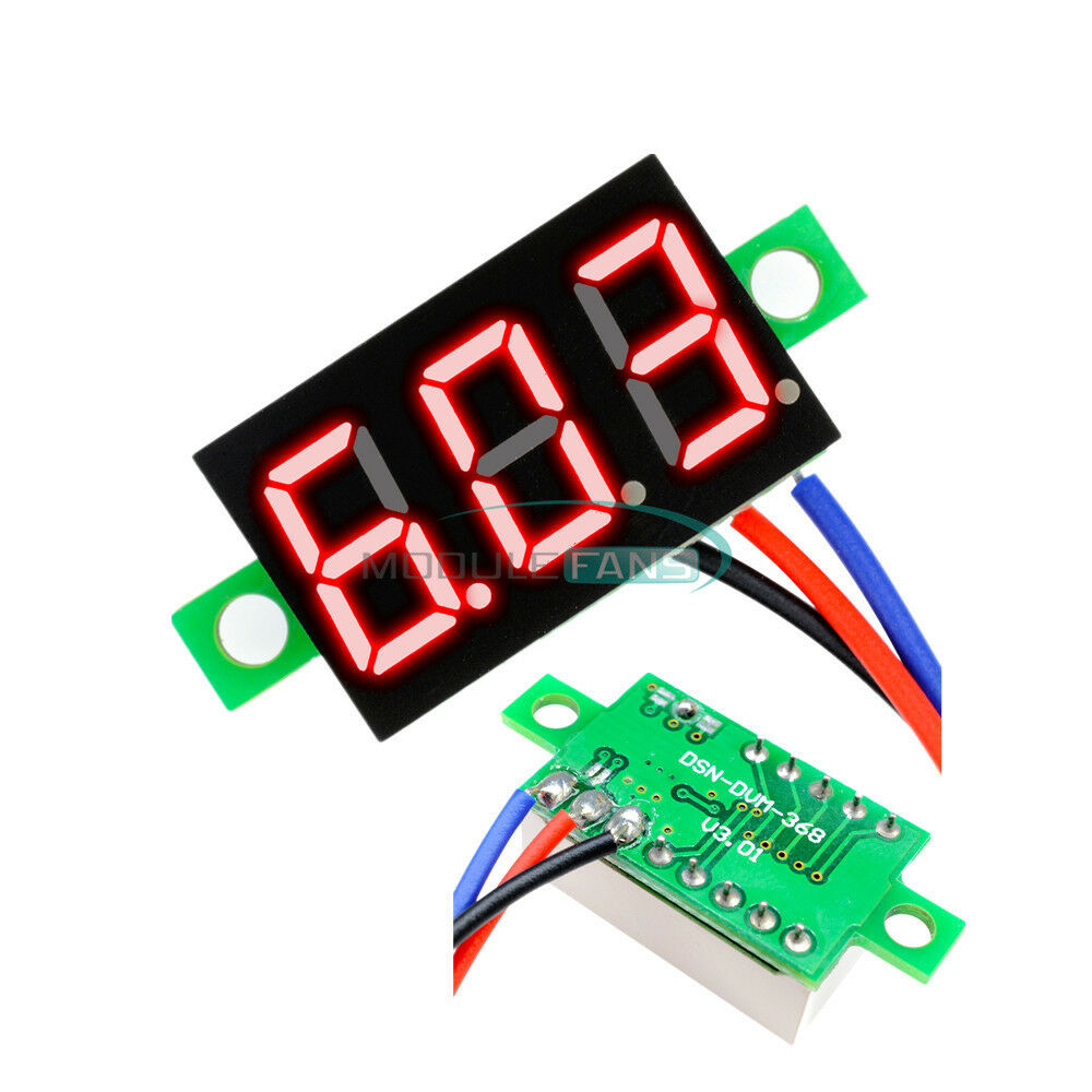 Red 3 Wires 0.36â€³ DC 0-30V LED Panel Voltage Meter 3-Digital Display Voltmeter