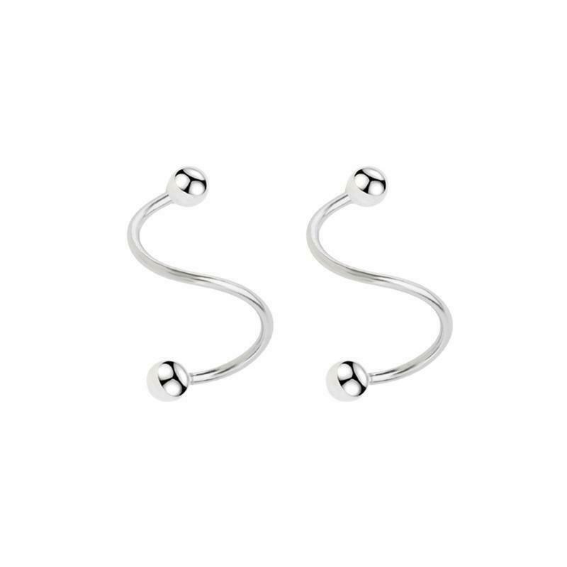 Wave Ball Spiral Screw Back Stud Earrings Spiral Pull Through Hoop Earring Women