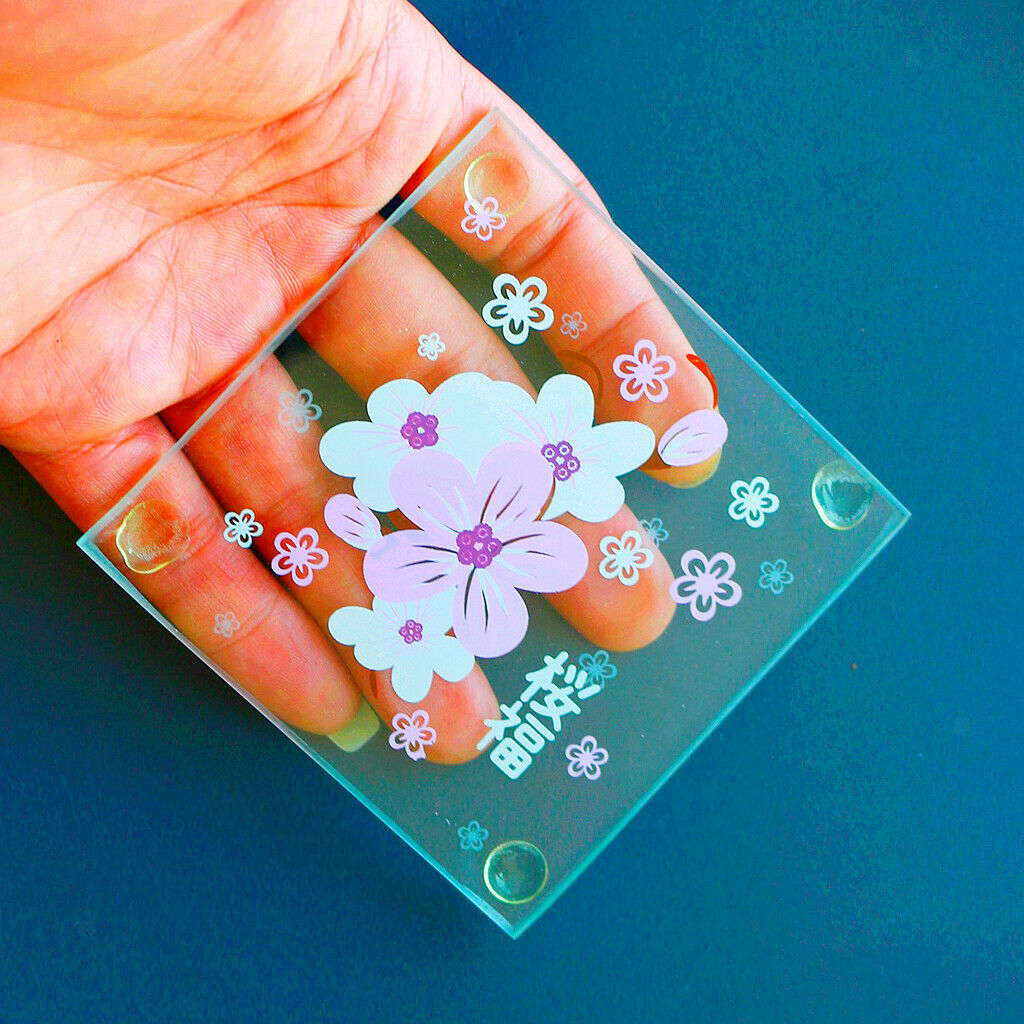 Japanese Cherry Blossoms Wedding Glass Coasters, Set of 2