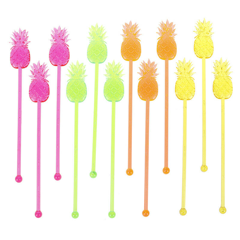 12pcs Pineapple Cocktail Swizzle Sticks Stirrer Coffee Wine Muddler Puddl.l8