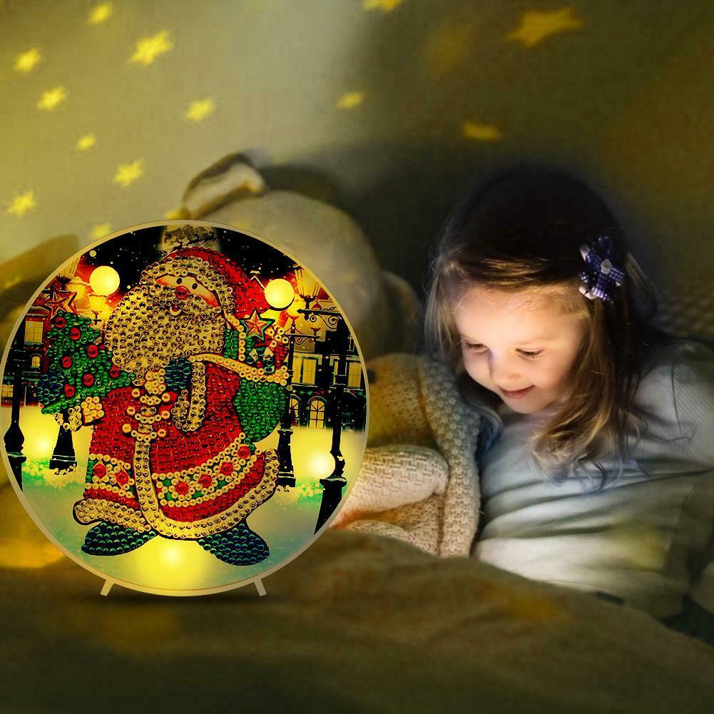DIY LED Special Shaped Diamond Painting Santa Claus Needlework Home Lamp @
