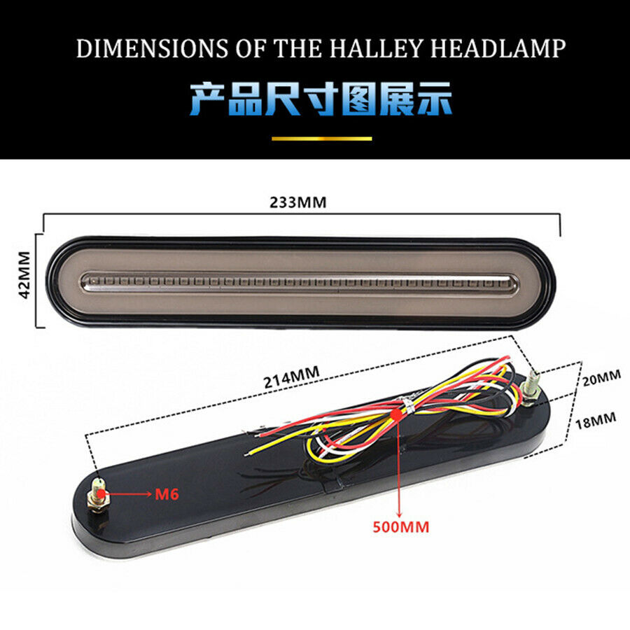 2pcs 3 In 1 LED Dual Colors Halo Ring Tail & Brake & Flowing Signal Light Car RV
