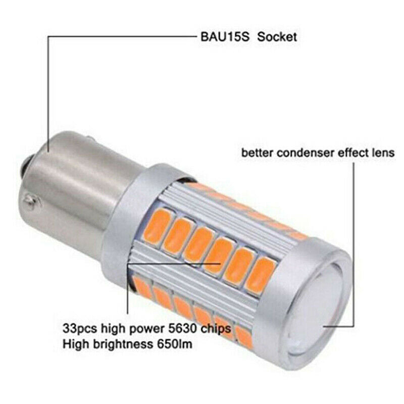 2x 1156 BA15S P21W 33 SMD LED Daytime Running Light Yellow Bulb Super Bri.l8