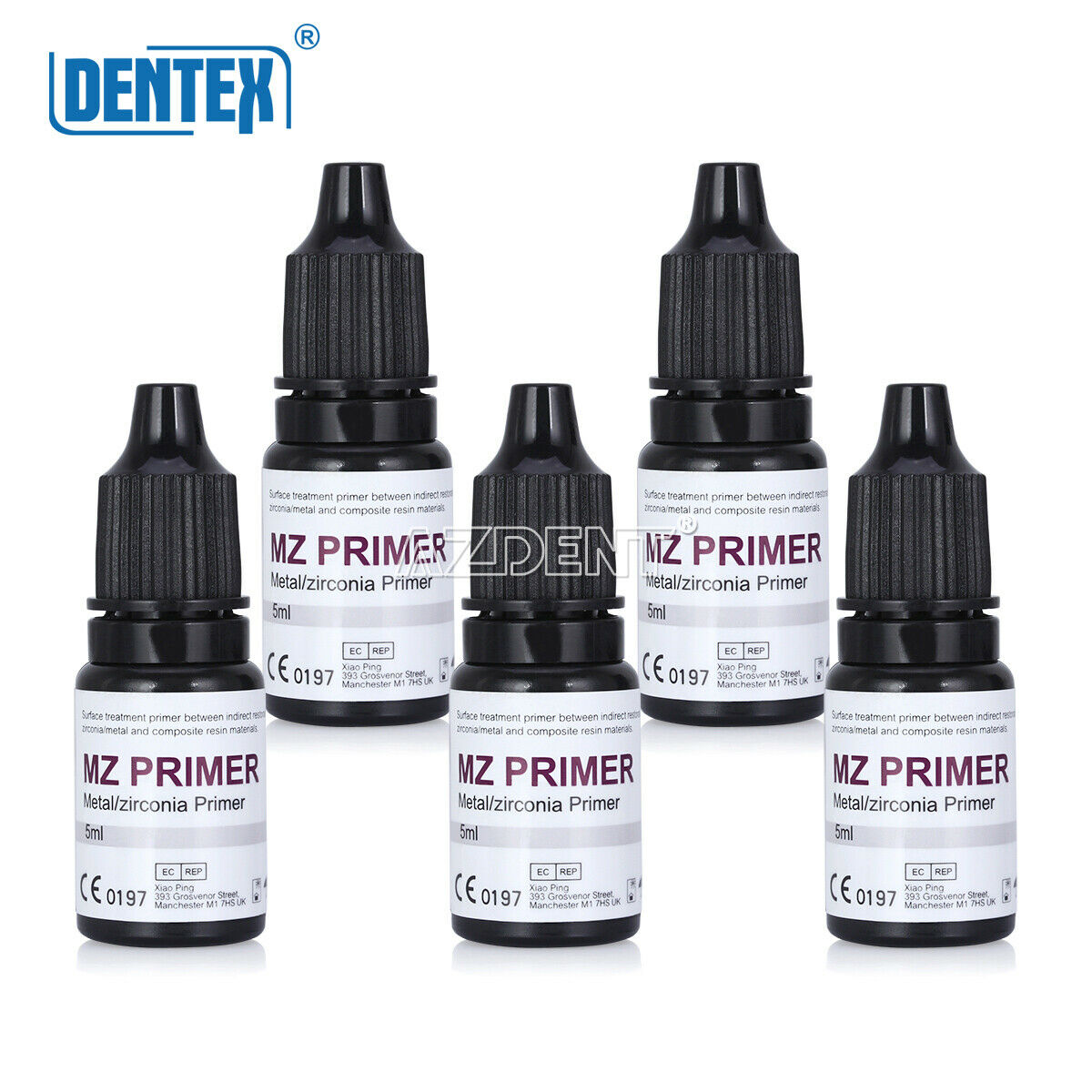 5 Bottles Dental MZ Primer Metal Zirconia Primer to Bond and Repair