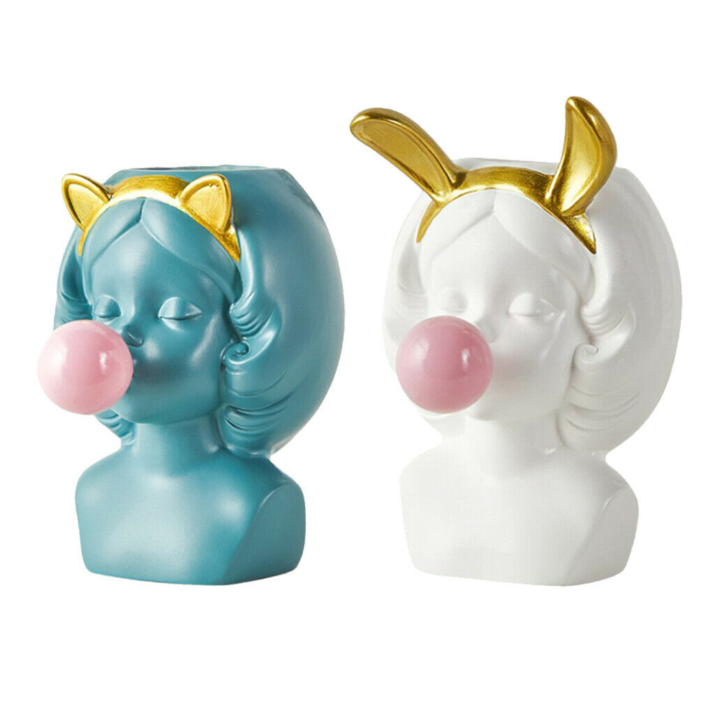 2x Cute Cartoon Vinyl Flower Pot Indoor Succulent Planter Vase Pen Holder