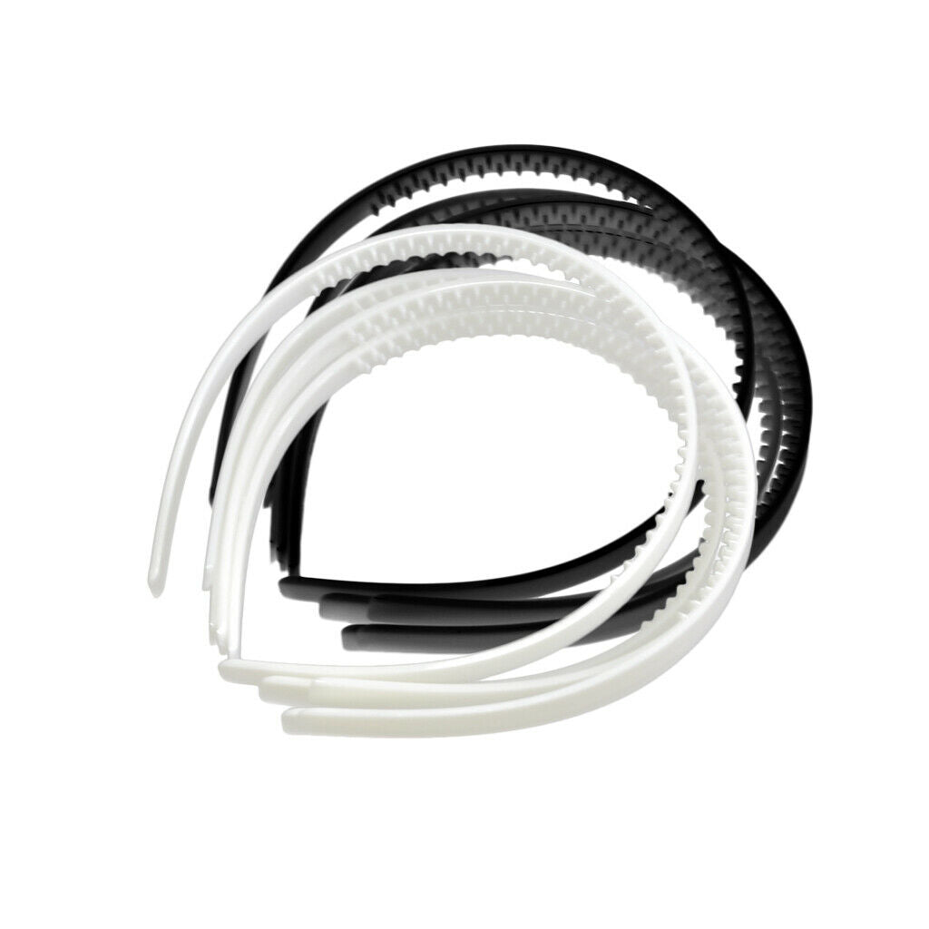 10x 10MM White Black Plain Plastic Hair Band Headband Head Hoop DIY Headwear