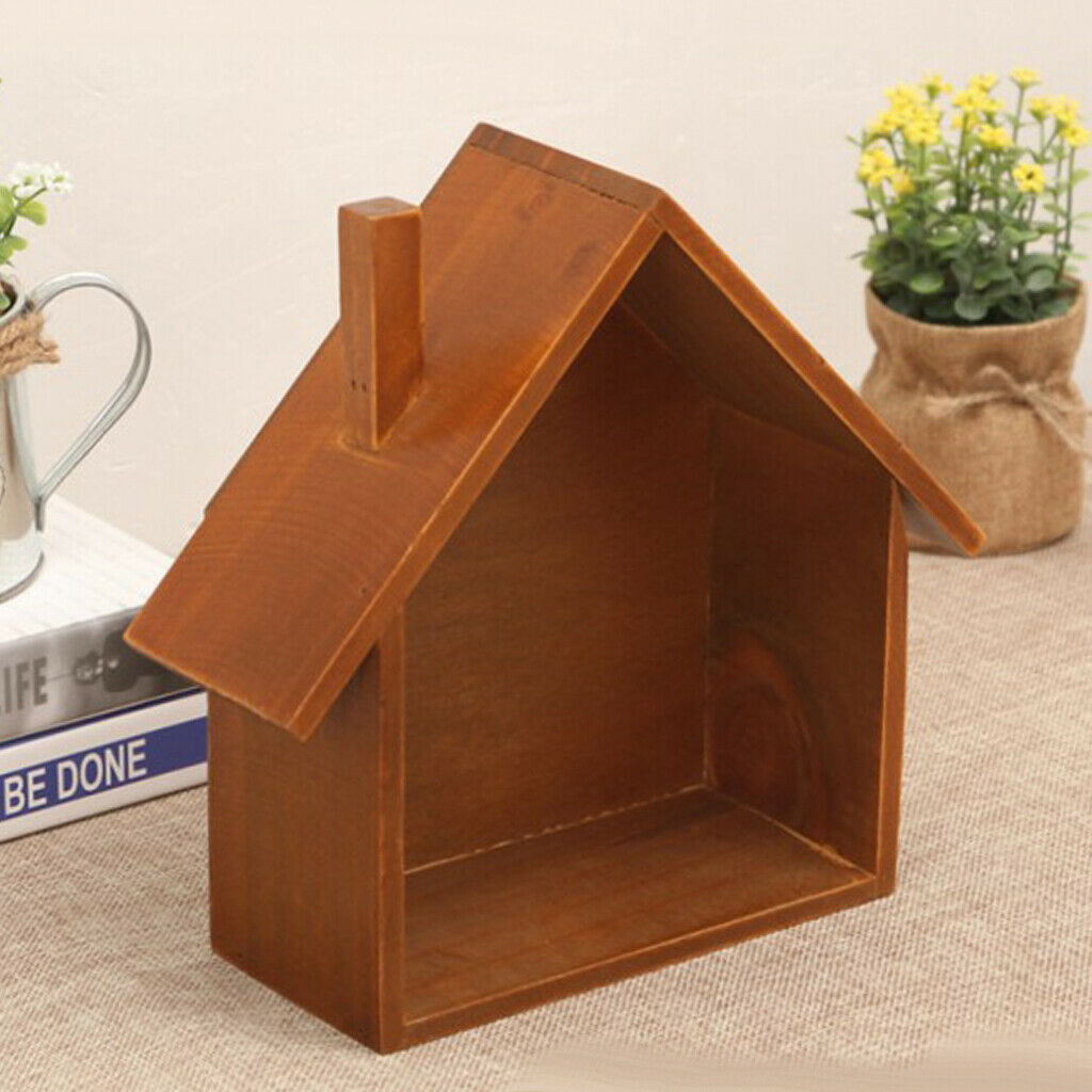 Shabby Chic Wooden House Shelving Display Unit Wall Hanging Box Coffee