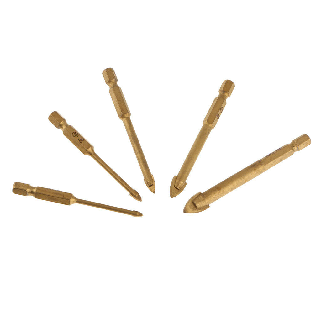 5Pcs 3/4/6/8/10mm Tip Drill Bits Kit for Marble Ceramic Tile Glass Mirror