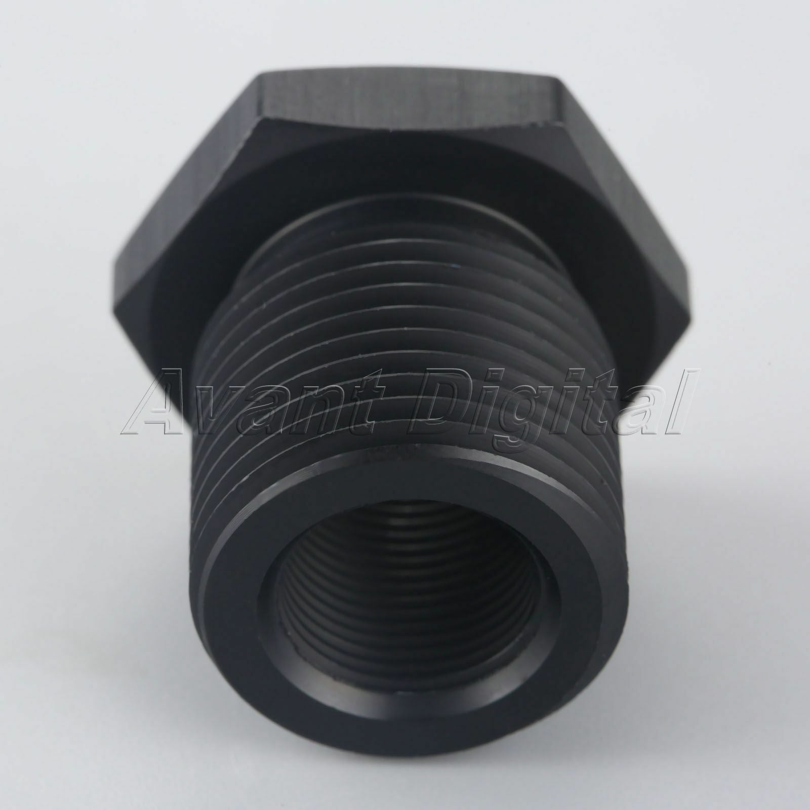 Aluminum Automotive Oil Filter Threaded Adapter 1/2-28 to 3/4-16 Black Anodized