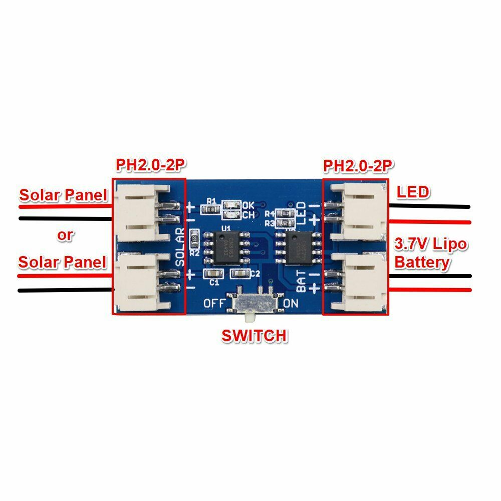 LED Driver Board With Solar Charging DIY 4.4V-6V With Switch CN3163 CN5711