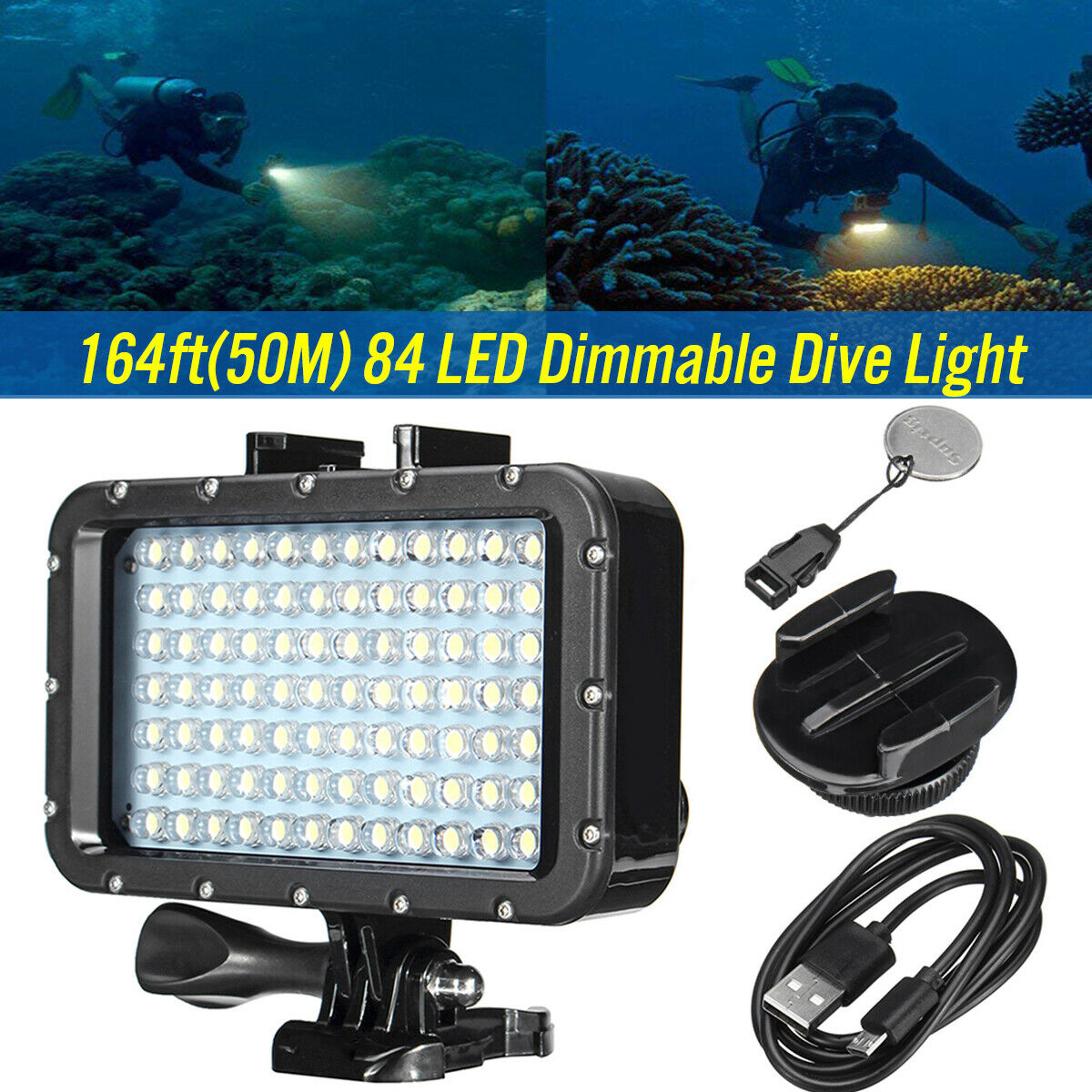 Waterproof Diving Light 84LED 5000Lum Spot Lamp for Gopro Hero