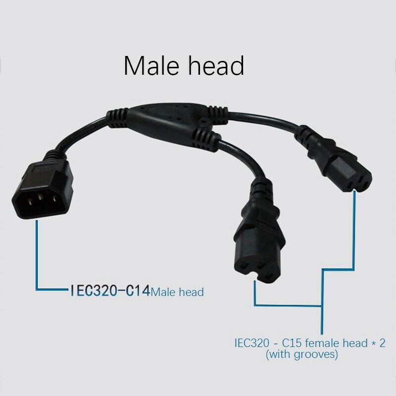 Power Extension Cord, C14 to 2XC15 1-In-2 Extension Cord with Grooves for CoK5R6