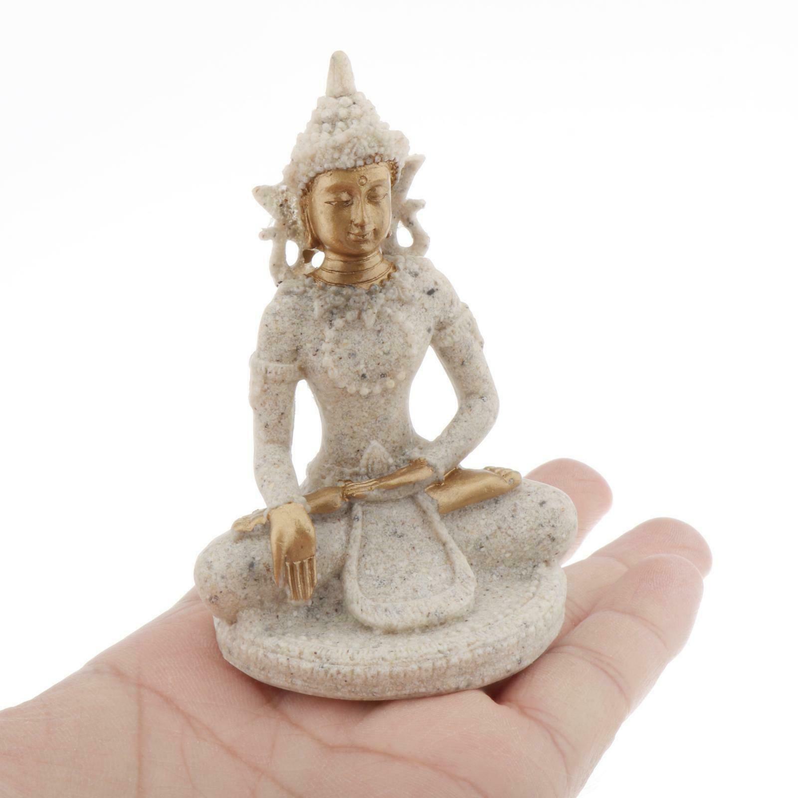 Buddha Statue in Meditation Pose Made with Natural Sandstone Bring Good Luck