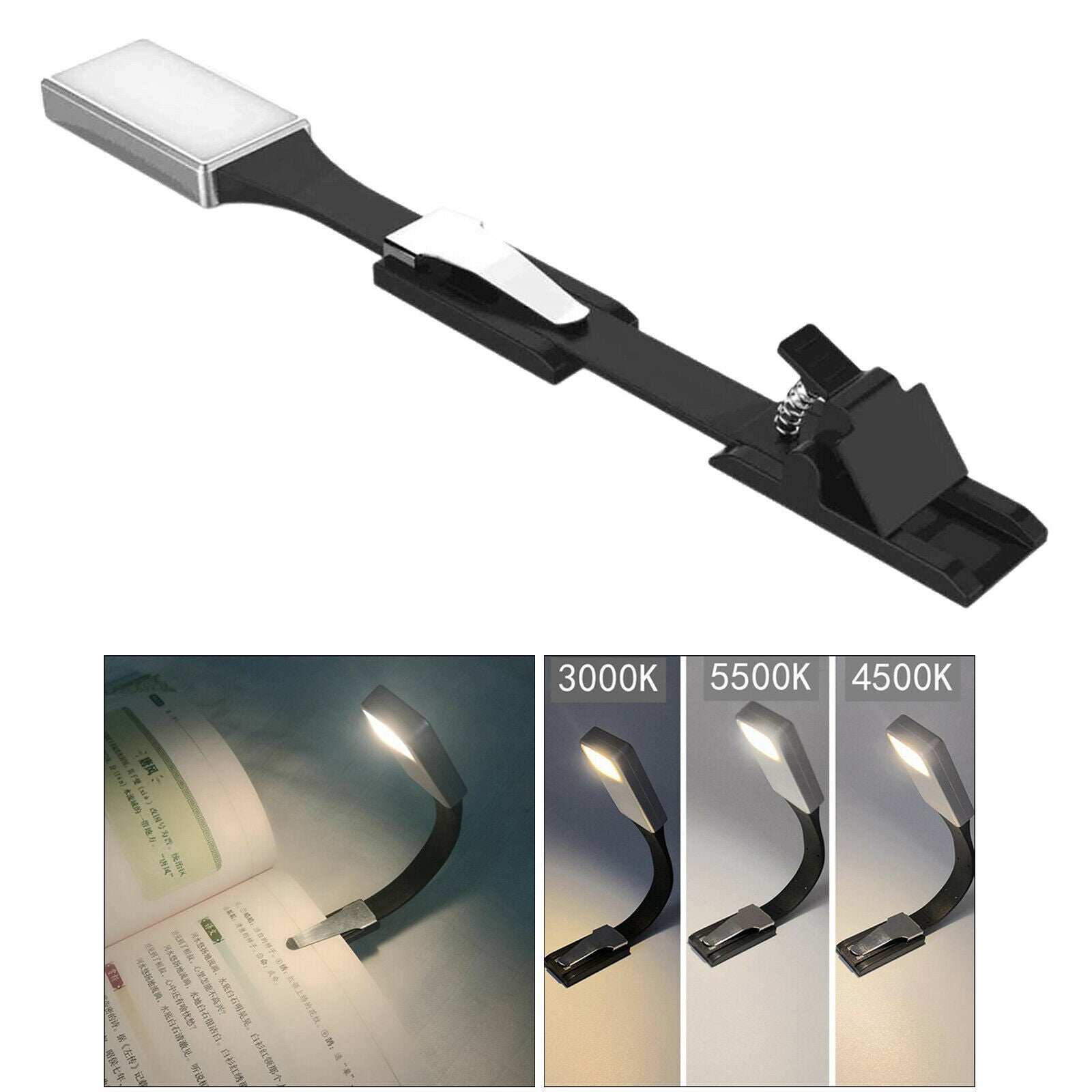 3 Color LED Desk Book Reading Light Flexible Clip on Night Lamp Gifts Travel