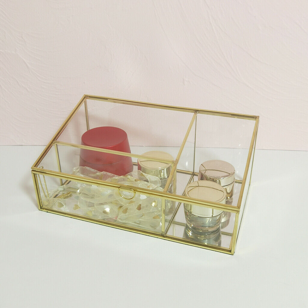 Noble Clear Storage Box Trinkets Organizer Display Case 3-Grids Tidy Tray