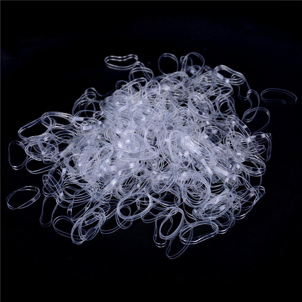 500pcs Clear Ponytail Holder Elastic Rubber Band Hair Ties Ropes Ring.l8