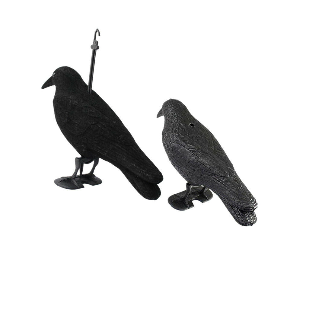2 Pieces Artificial Garden Black Crow Full Body for Hunting Halloween Decor