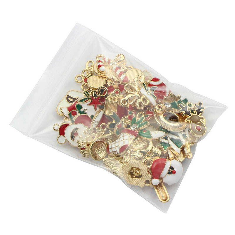 45Pcs Metal Christmas Mix Enamel Charms Pendant DIY Xmas Jewelry Making Craf Rf