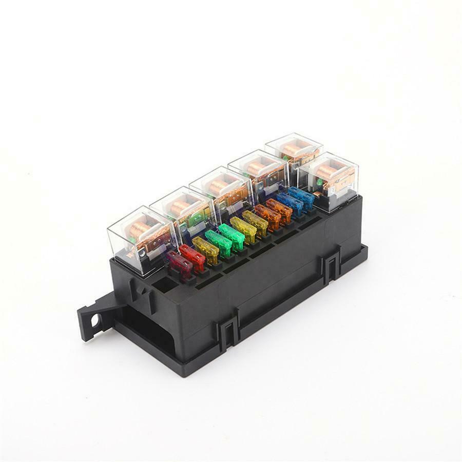 Car Modified Relay Fuse Box Kit w/ 11x Fuses + 6 Relays 5 Pin 12V Universal