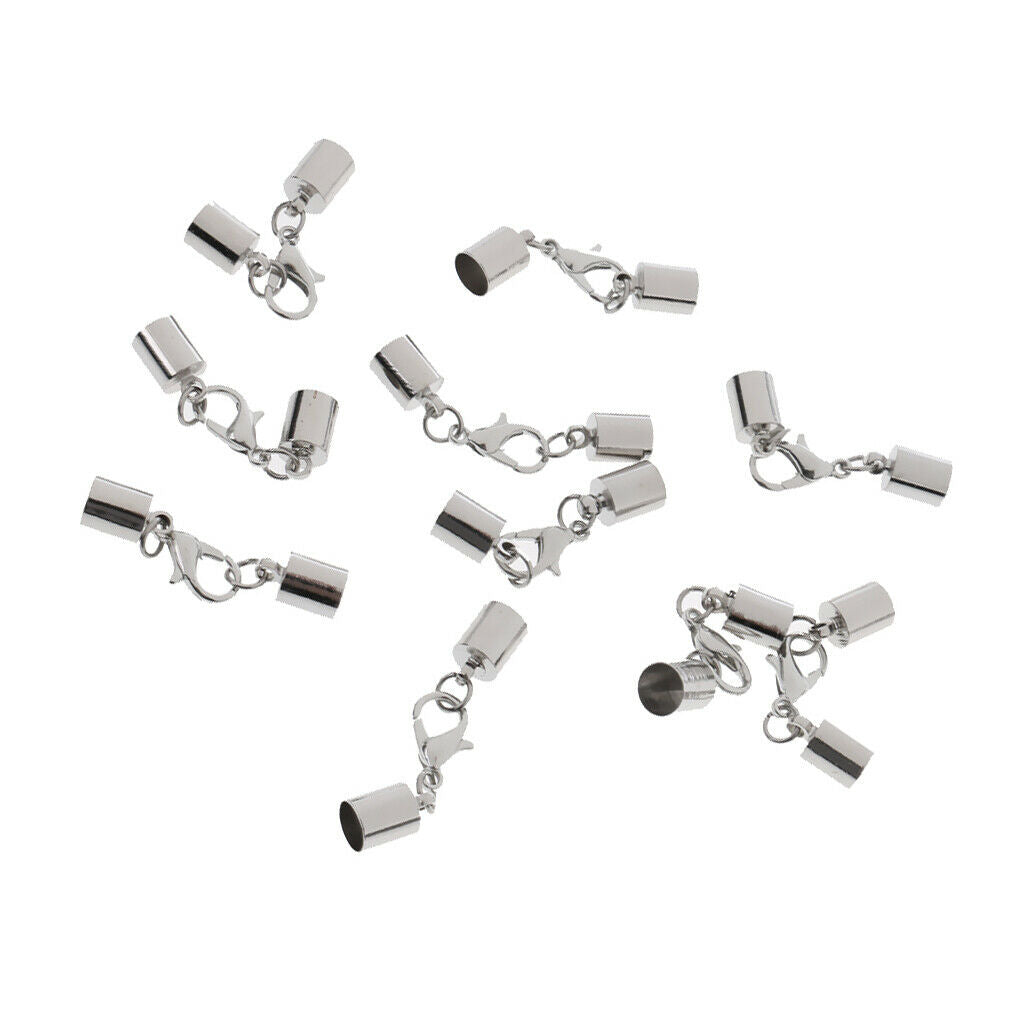10Pcs Cord End Caps Buckles Lobster Clasps for Necklace Jewelry Findings