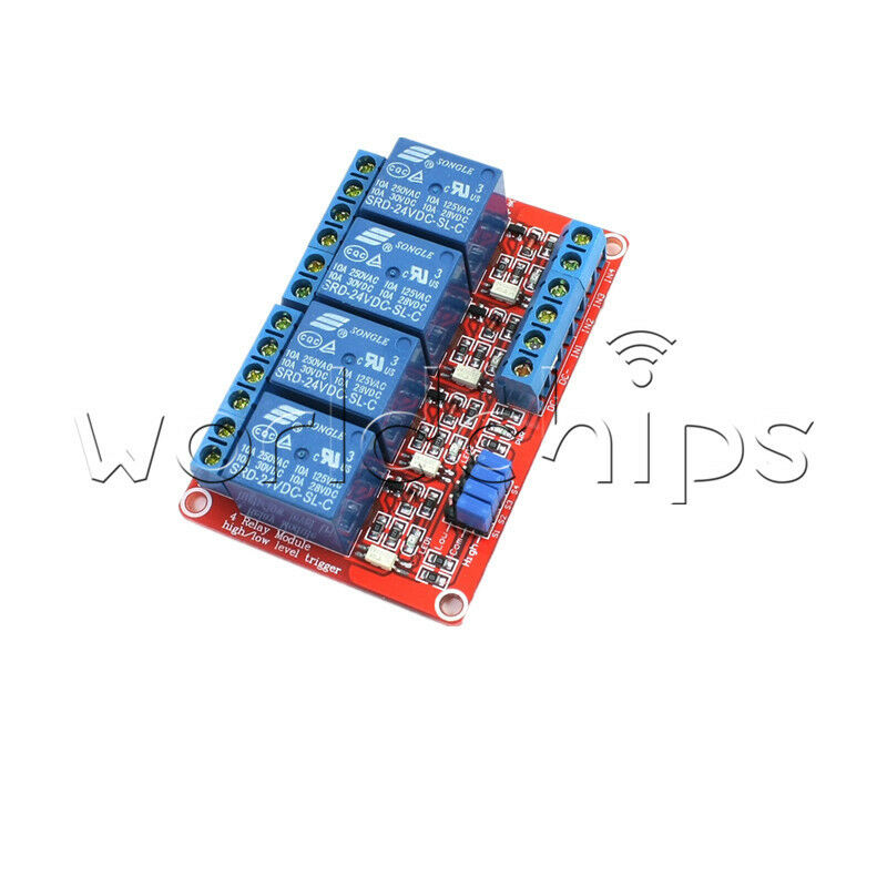 24V 4-Channel Relay Module with Optocoupler H/L Level Triger for Arduino