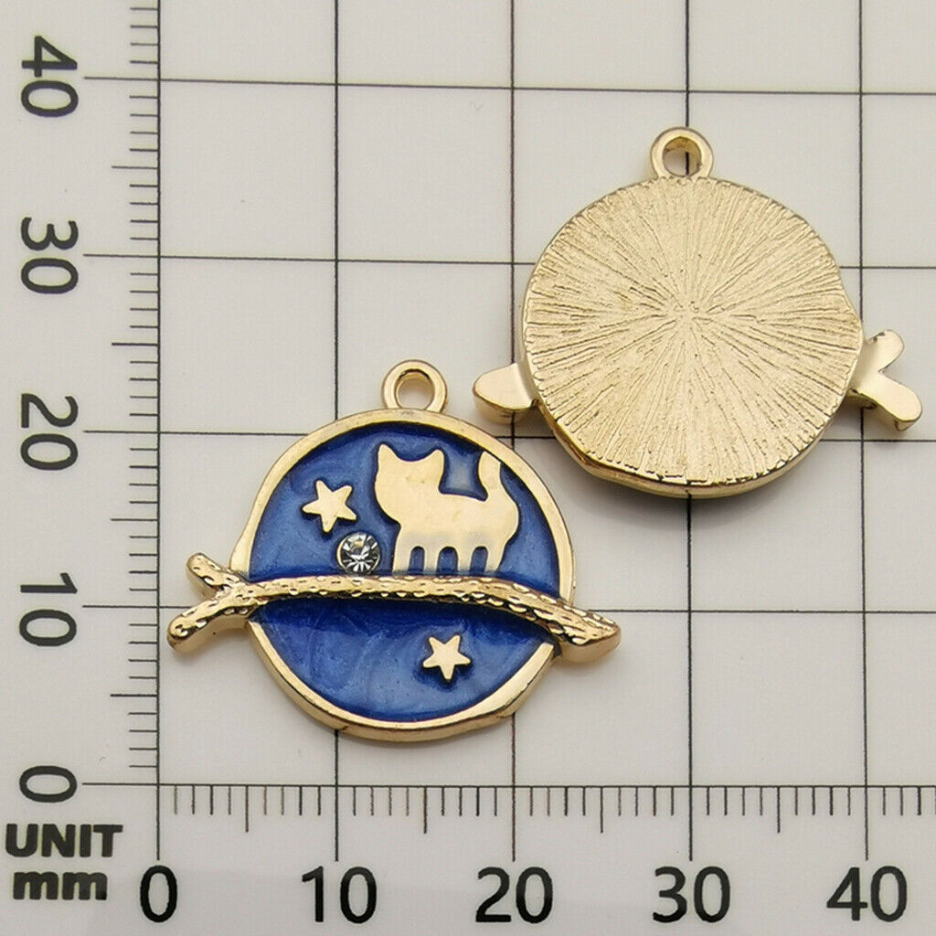8pcs Star Moon Enamel Charms For Jewelry Making DIY Blue