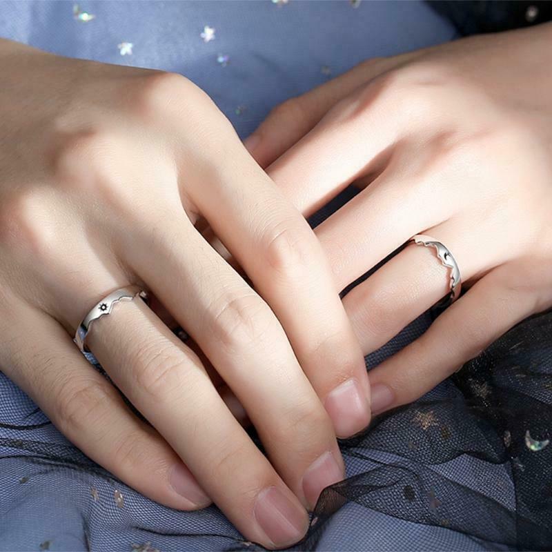 Couple Rings for Women Men Adjustable Couple Matching Promise Wedding Ring