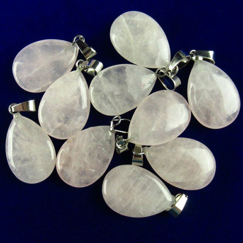 10pcs 27x16x5mm Natural Rose Quartz Teardrop 33g Pendant Bead A-125SK