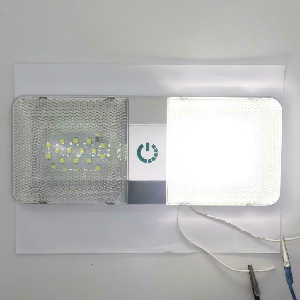 48LED Double Lamp Touch Dimmable Car Reading Light DC11-18V 6000-6500k 6W