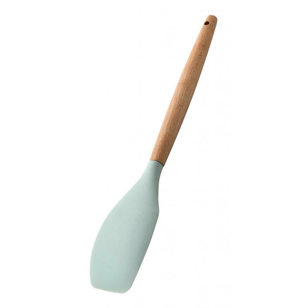 2x Non Stick Spatula Spoon / Wooden Handle Durable Food Tong Set for Baking