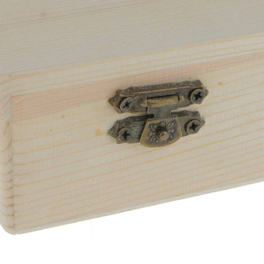 2PCS Unfinished Unpainted Wooden Jewelry Box DIY Storage Chest Treasure Case